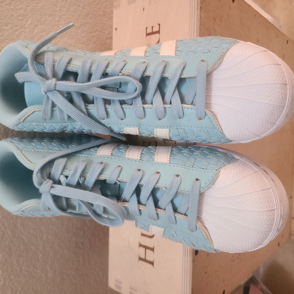 Adidas Light Blue and White Athletic Shoes